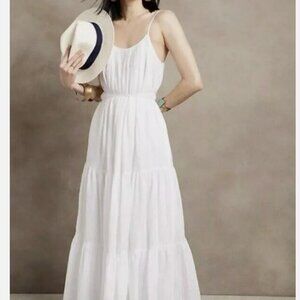 NWT Banana Republic White Cotton Maxi Dress Size M